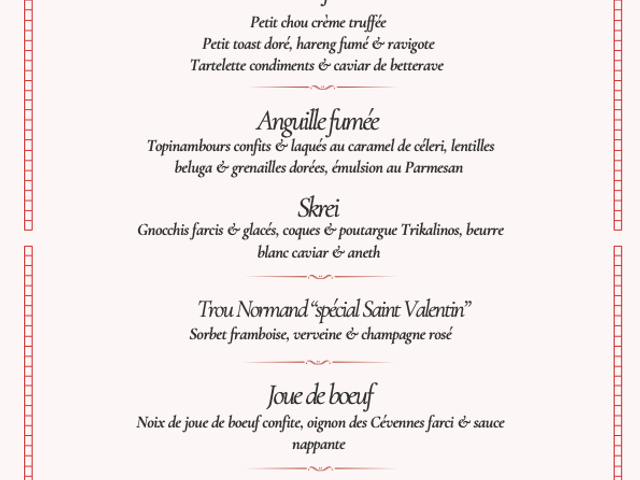 Le Dauphin Menu Saint Valentin 2026